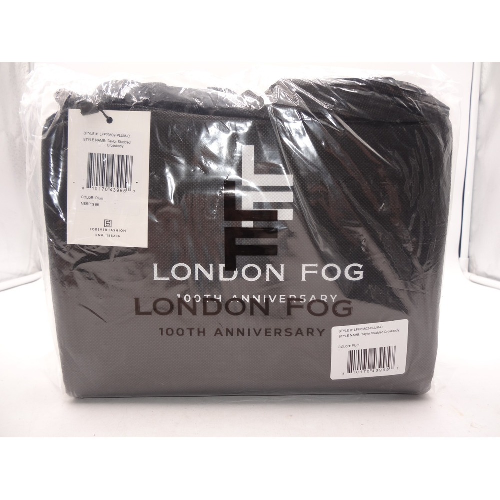 London Fog Taylor Studded Crossbody Bag Purse in Plum with Dustbag, NWT